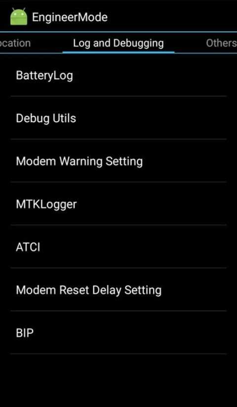Mediatek engineering mode app screenshot 2