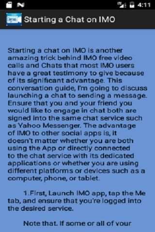 Free Imo Video Chat Guide 4 تصوير الشاشة