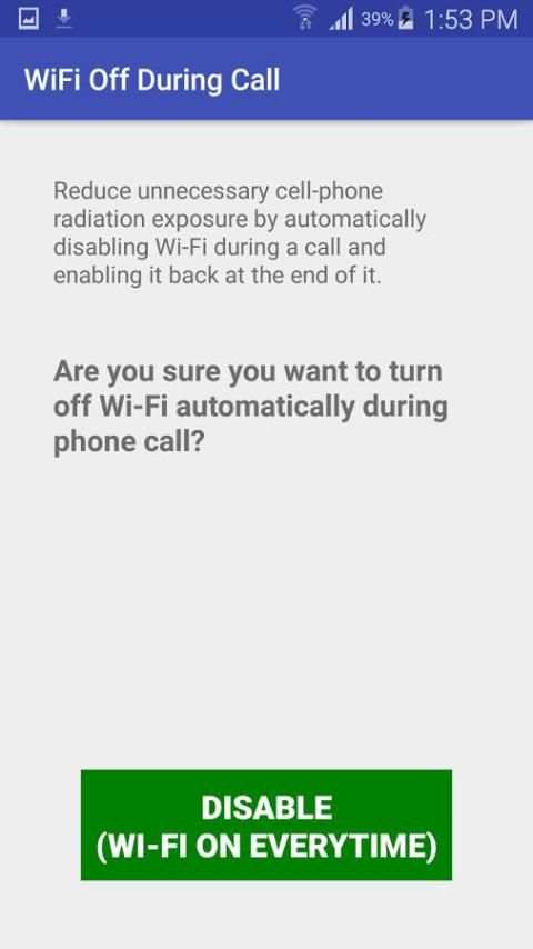 WiFi Off During Call screenshot 1