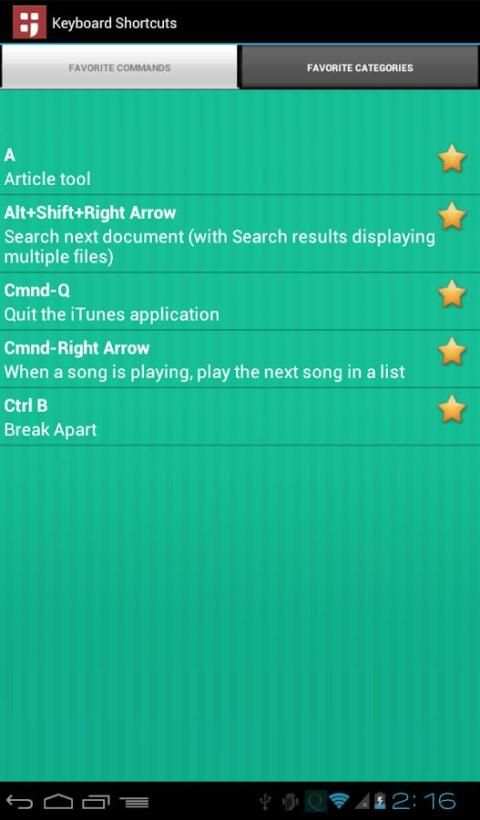 Keyboard Shortcuts Pro स्क्रीनशॉट 1
