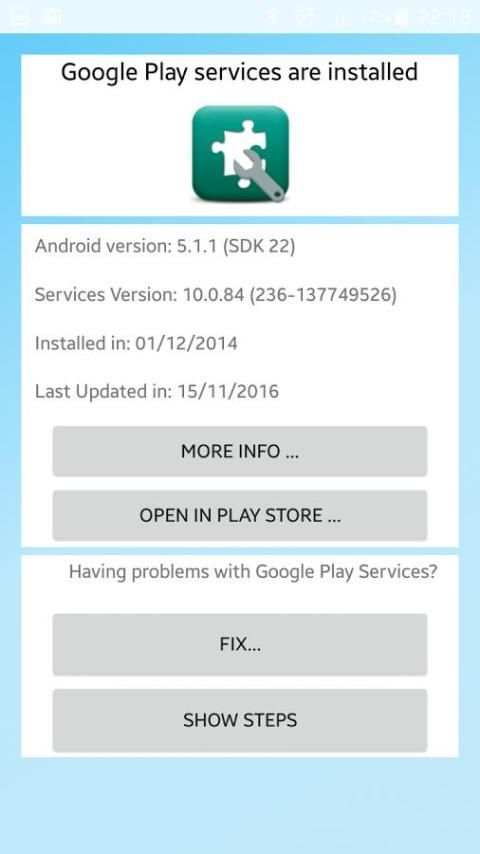 Play Services Information 7 تصوير الشاشة