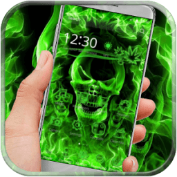 ग्रीन ज्वाला खोपड़ी थीम आइकन