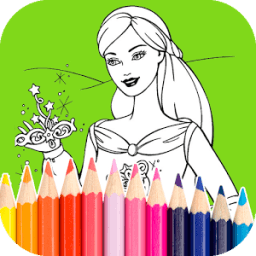 Princess girl coloring book أيقونة