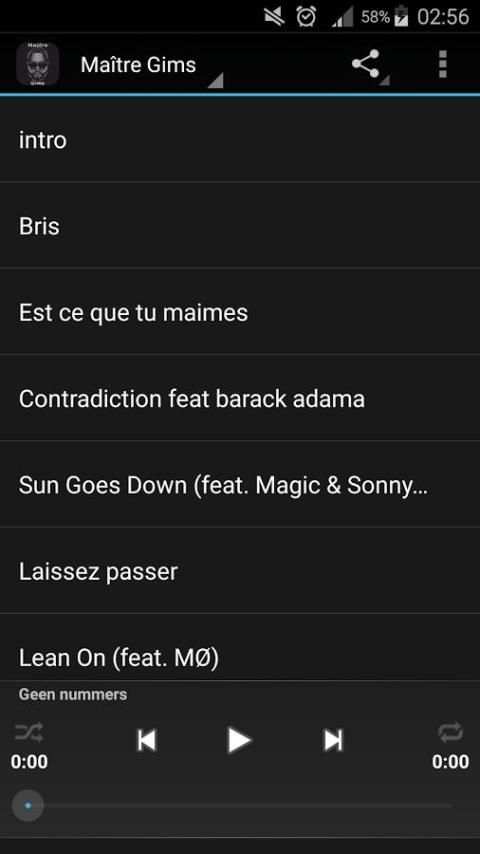 Ecoutez Maître Gims 6 تصوير الشاشة