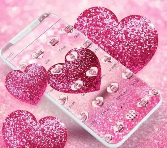 Pink Glitter Love Heart Theme screenshot 5