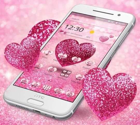 Pink Glitter Love Heart Theme स्क्रीनशॉट 3