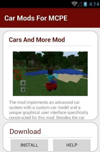 Car Mods For MCPE 3 تصوير الشاشة