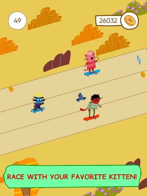 Kid-e-Cats Skateboard Racing. Runner game for kids screenshot 5