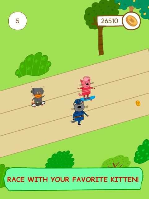 Kid-e-Cats Skateboard Racing. Runner game for kids screenshot 1