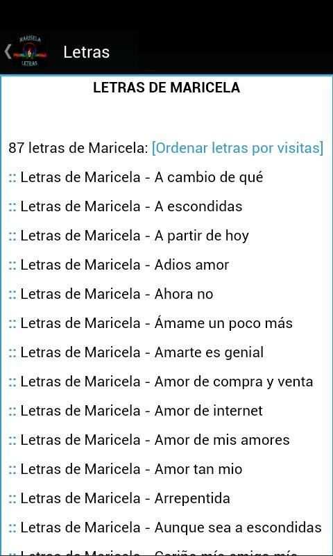Marisela Letras screenshot 1