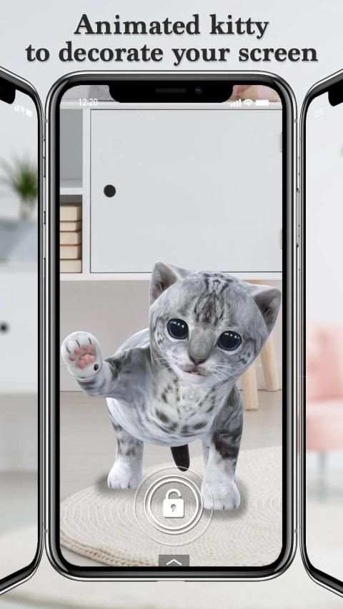 3D Cute Kitty lock screen for you screenshot 1