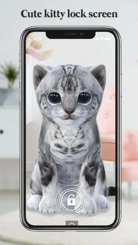3D Cute Kitty lock screen for you screenshot 3