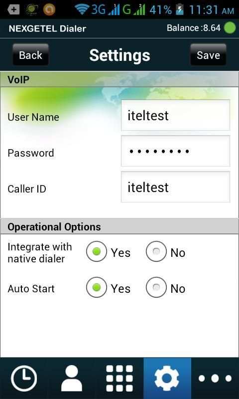NEXGETEL Dialer screenshot 1