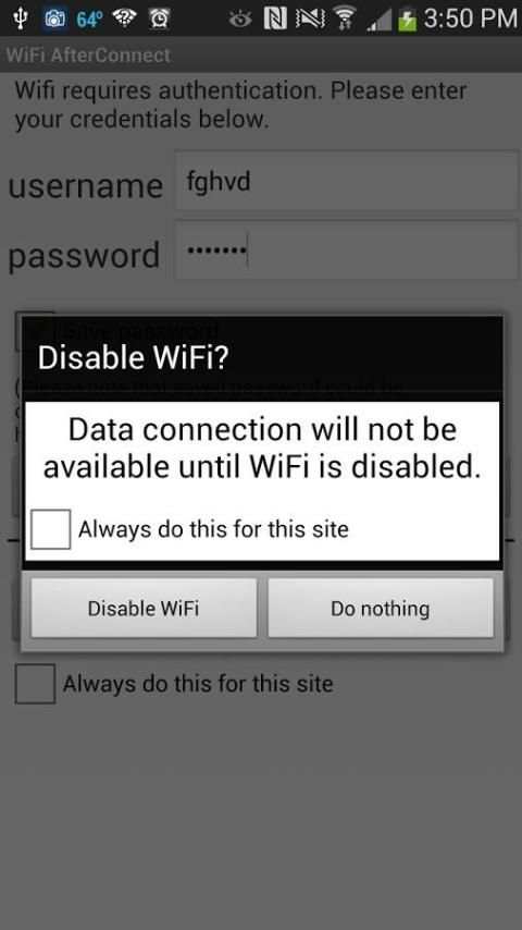 WiFi AfterConnect Web Login screenshot 2