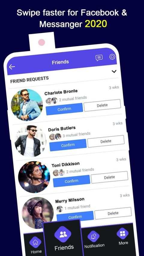 Swipe Faster for Facebook & Messenger 2020 स्क्रीनशॉट 3