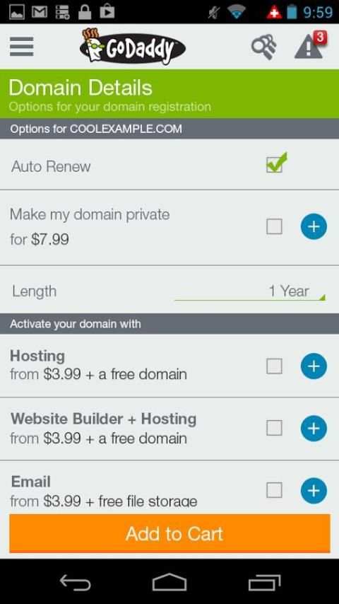 GoDaddy.com мобильные домены скриншот 3