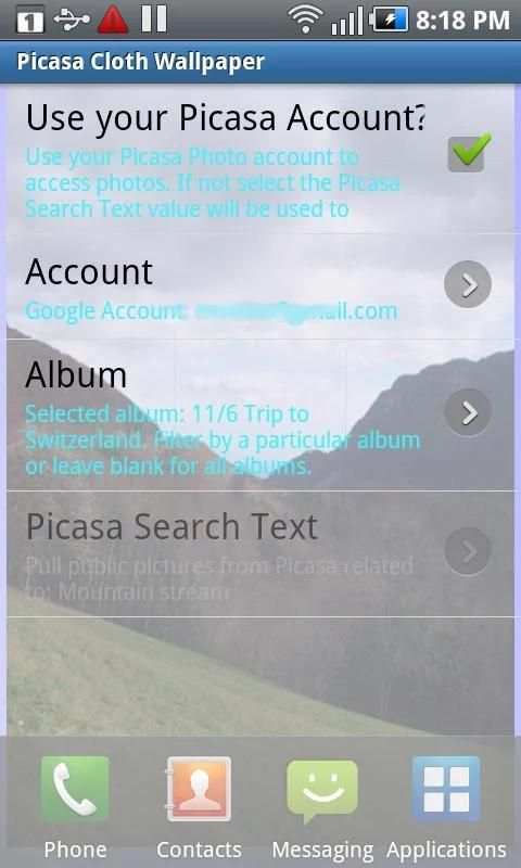 Picasa Cloth Wallpaper скриншот 1