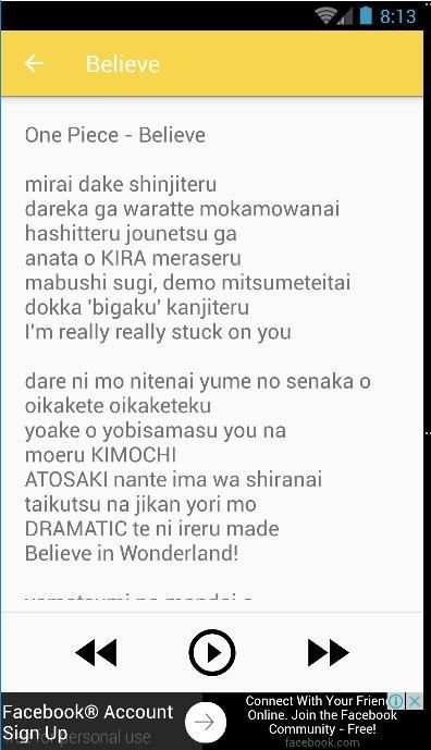 One Piece Music & Lyrics скриншот 1