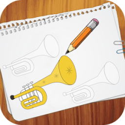 how to draw music instruments icon