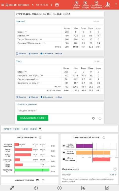 Мой здоровый рацион: дневник питания и тренировок screenshot 11