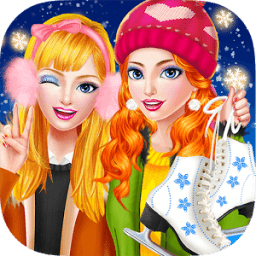 Winter Fun: Ice Skating Girls أيقونة