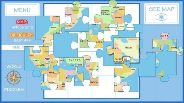 World Map Puzzle скриншот 5