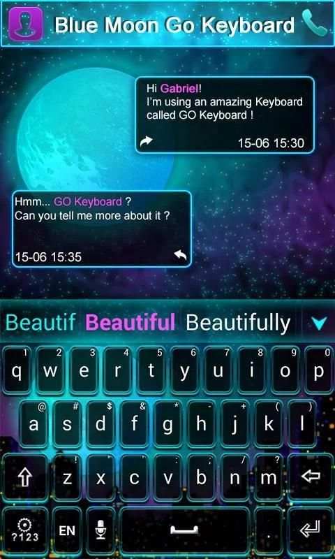 Bluemoon GO Keyboard Theme स्क्रीनशॉट 5