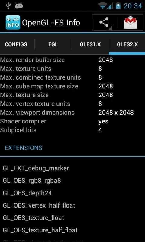 OpenGL-ES Info 1 تصوير الشاشة