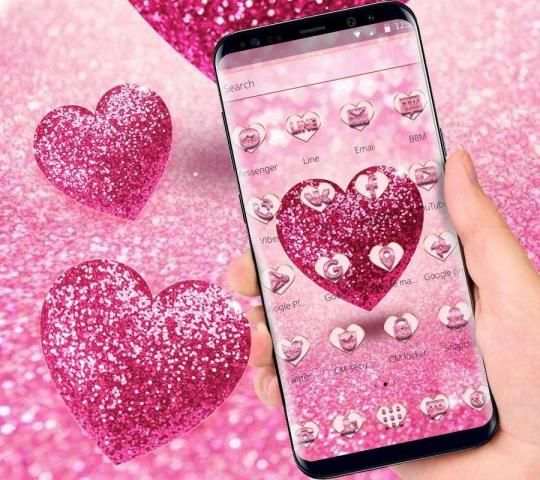 Pink Glitter Love Heart Theme screenshot 2