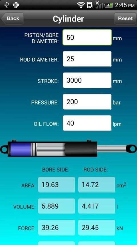 Hydraulic Cylinder Calc Free screenshot 1
