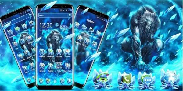Blue Ice Wolf Theme screenshot 1