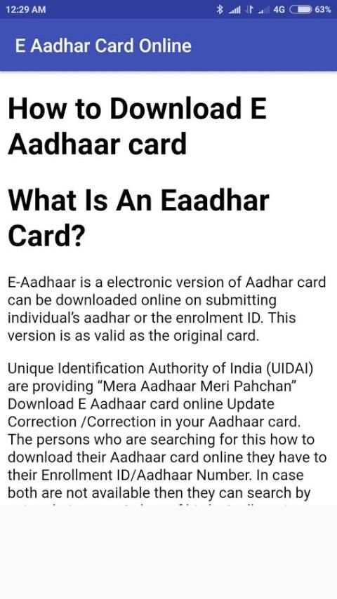 E Adhar Card Online स्क्रीनशॉट 4