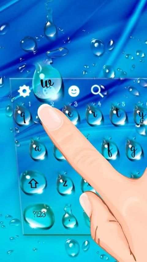 Blue Waterdrops Keyboard Theme скриншот 1