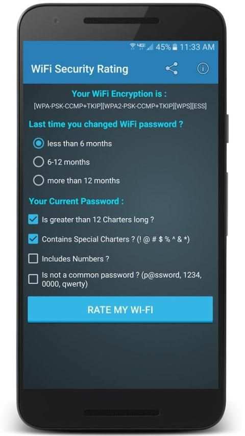 WiFi Security-Encryption Score 1 تصوير الشاشة