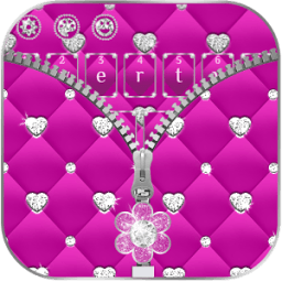 Pink Zipper Girly Diamond Keyboard Theme иконка