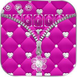 Pink Zipper Girly Diamond Keyboard Theme 10001001