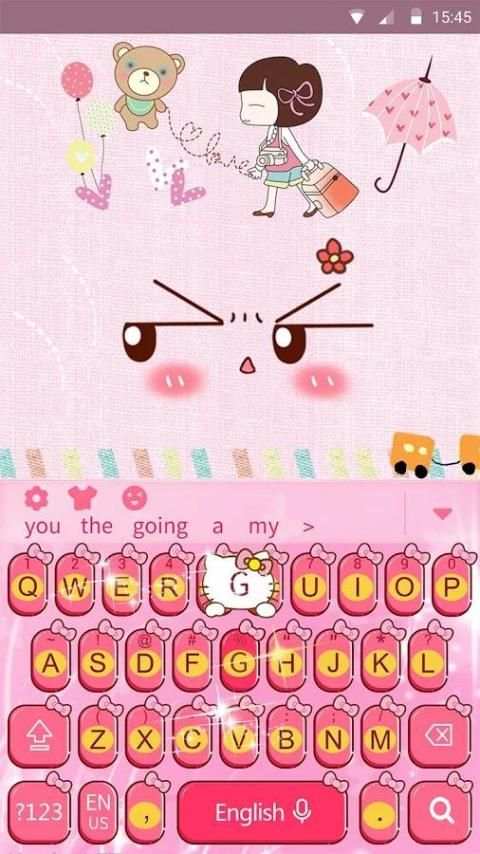 Pink Minny Cute Bowknot kitty Keyboard Theme 1 تصوير الشاشة