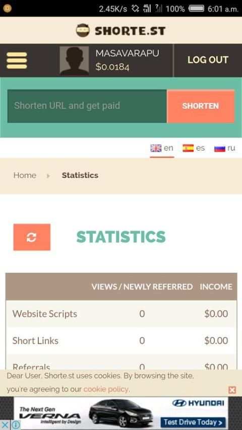 URL Earn : Make Money By Shortening URL's स्क्रीनशॉट 6