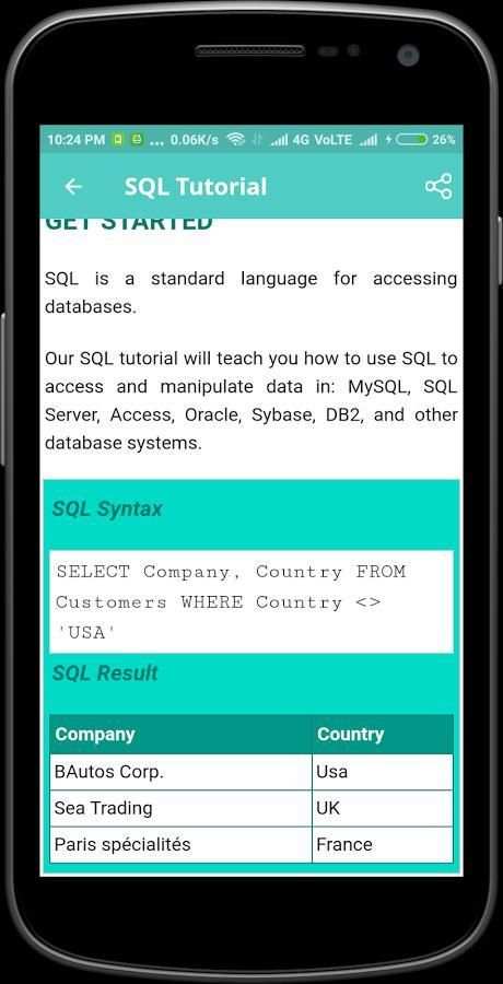 SQL Tutorial скриншот 2
