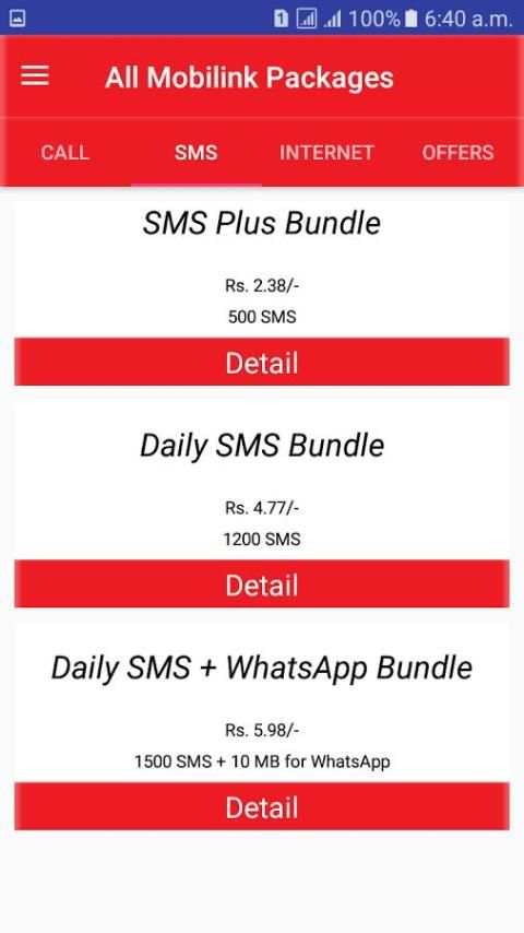 All Mobilink Packages: screenshot 3