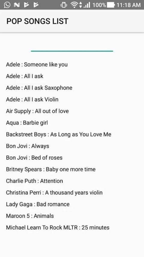 POP SONGS LIST скриншот 1