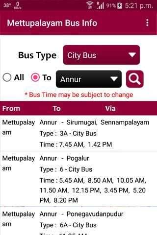 Mettupalayam Bus Info screenshot 2