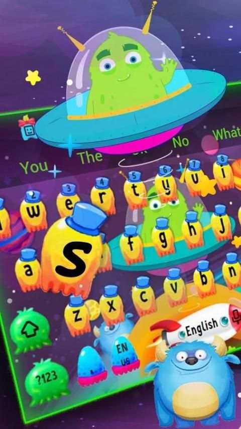 Cartoon Spaceship Keyboard Theme screenshot 3