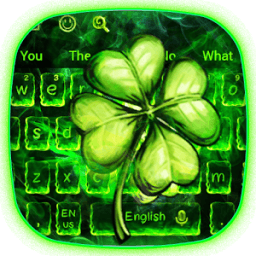 Green Neon Lucky Clover Keyboard Theme иконка