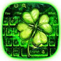 Green Neon Lucky Clover Keyboard Theme on 9Apps