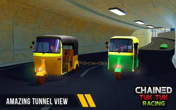 Chained Tuk Tuk 3D-Real Stunts Racing Tracks Rival screenshot 3