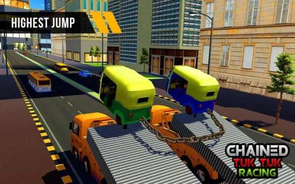 Chained Tuk Tuk 3D-Real Stunts Racing Tracks Rival screenshot 5