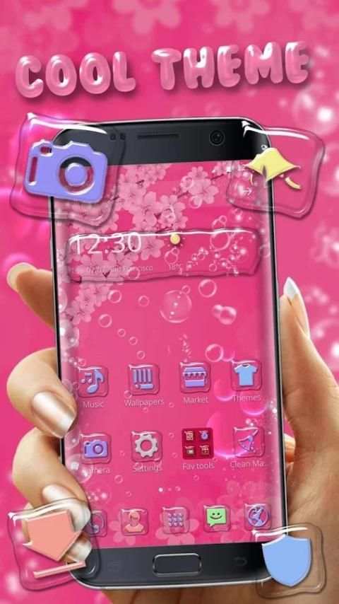 Sakura Water Drop Mobile Theme 5 تصوير الشاشة