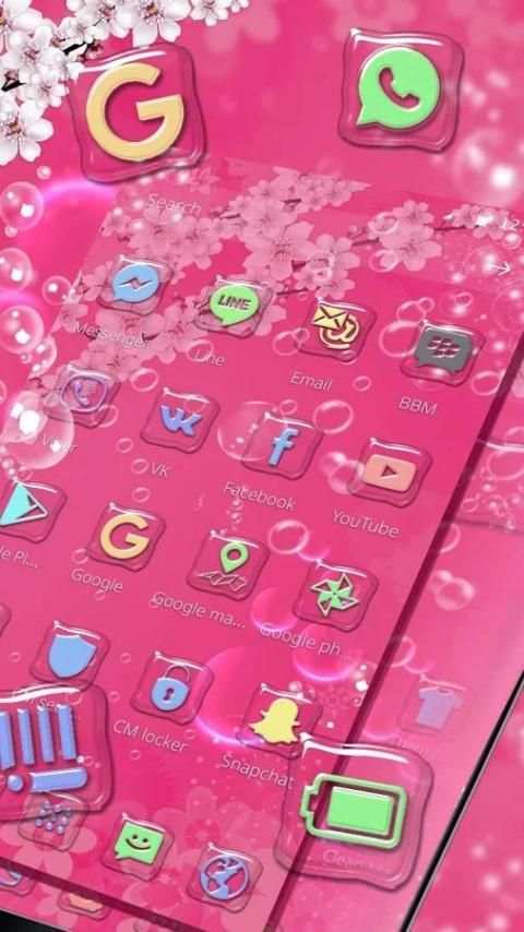 Sakura Water Drop Mobile Theme 3 تصوير الشاشة