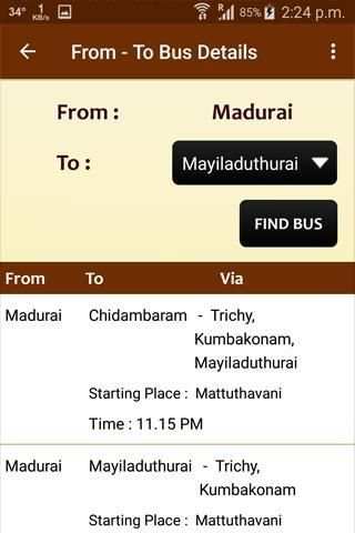 Madurai Mofussil Bus Info स्क्रीनशॉट 2